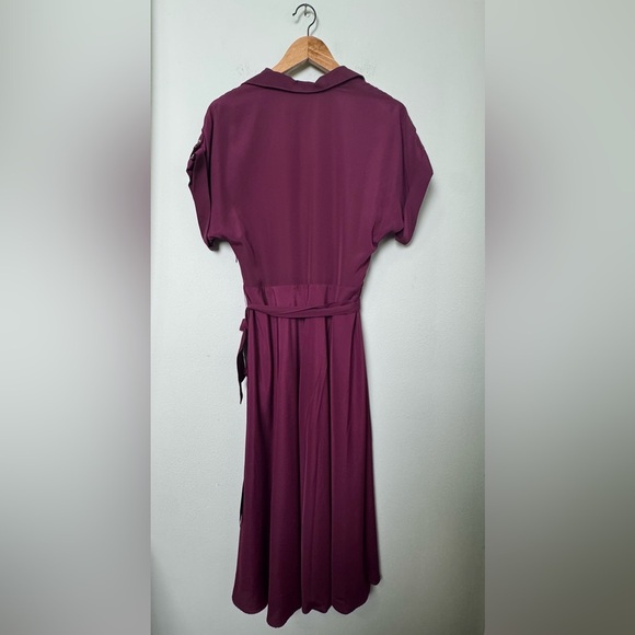 Lauren Ralph Lauren Belted Crepe Dress in Plum Purple Size 8 - Picture 9 of 16